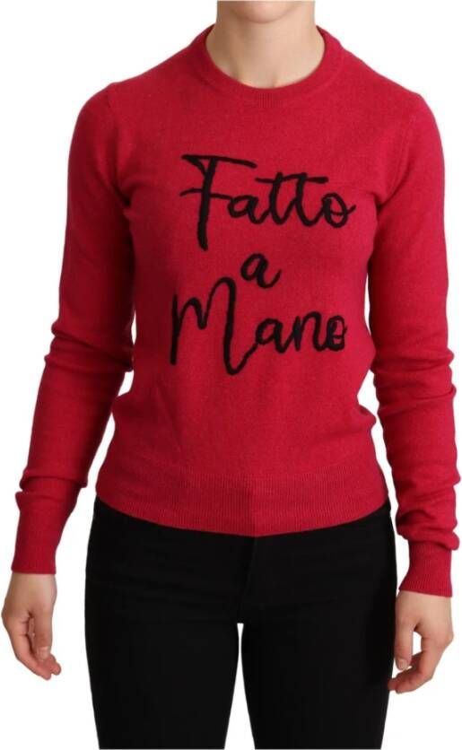 Dolce & Gabbana Luxe Roze Cashmere Blend Crewneck Sweater Red Dames
