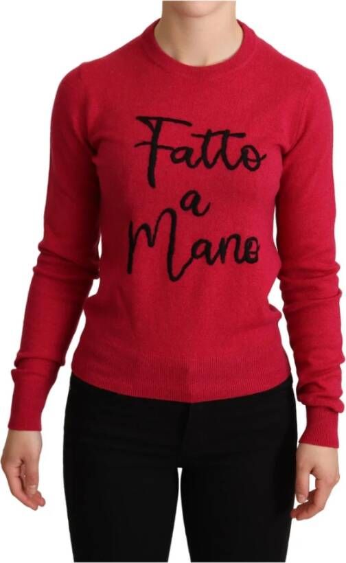 Dolce & Gabbana Luxe Roze Cashmere Blend Crewneck Sweater Red Dames