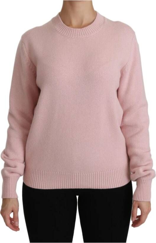 Dolce & Gabbana Authentieke Italiaanse cashmere crew neck sweater Pink Dames