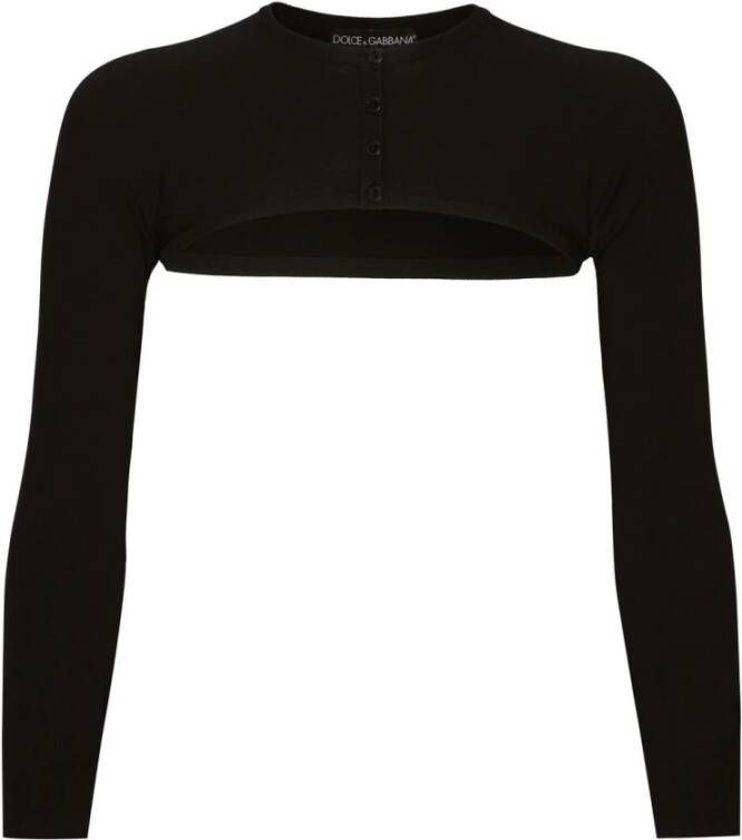 Dolce & Gabbana Zwarte Sweaters met Ronde Hals en Lange Mouwen Black Dames