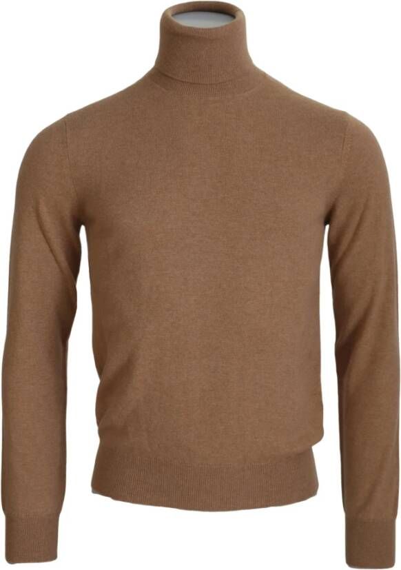 Dolce & Gabbana Beige Cashmere Turtleneck Sweater Brown Heren