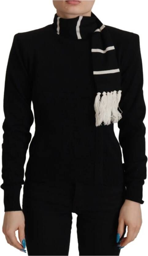 Dolce & Gabbana Black Cashmere Turtleneck Pullover Sweater Zwart Dames