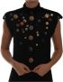 Dolce & Gabbana Black Embellished Floral Military Jacket Vest Zwart Dames - Thumbnail 1