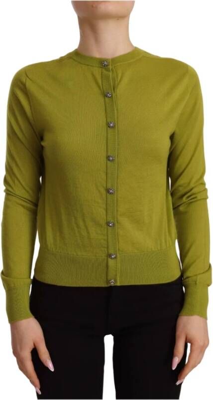 Dolce & Gabbana Apple Green Cashmere Knopen Cardigan Sweater Green Dames