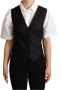 Dolce & Gabbana Zwarte Brokaat Knoopsluiting Mouwloze Vest Top Black Dames - Thumbnail 1