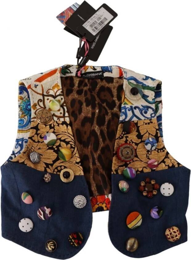 Dolce & Gabbana Kleurrijke Versierde Waistcoat Top Multicolor Dames