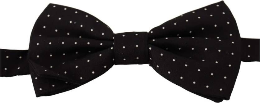 Dolce & Gabbana Zwart Witte Stippen Zijden Verstelbare Nek Vlinderdas Black Unisex