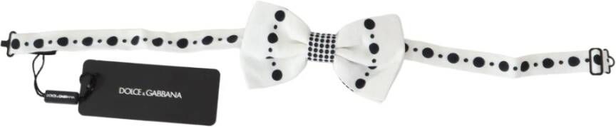Dolce & Gabbana White Dotted Print Adjustable Neck Papillon Tie Wit Unisex