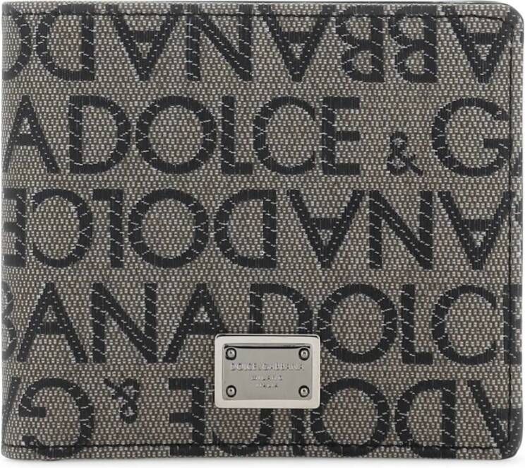 Dolce & Gabbana Geborduurde stoffen portemonnee Grijs Heren