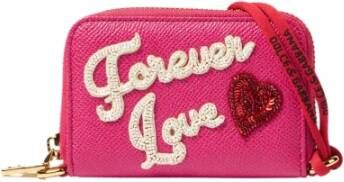 Dolce & Gabbana Fuchsia Leren Portemonnee met Forever Love Pink Dames