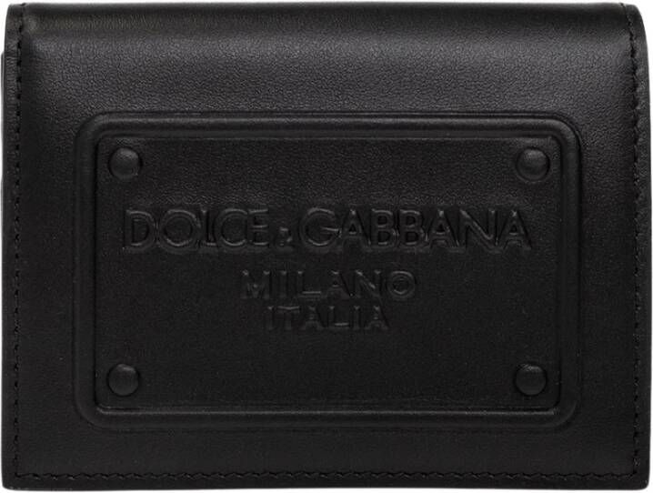 Dolce & Gabbana Zwarte leren creditcard portemonnee Black Heren