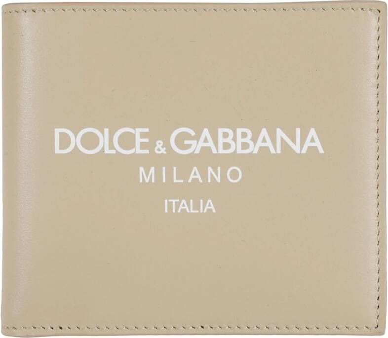 Dolce & Gabbana Luxe Leren Portemonnee voor Heren Beige Heren