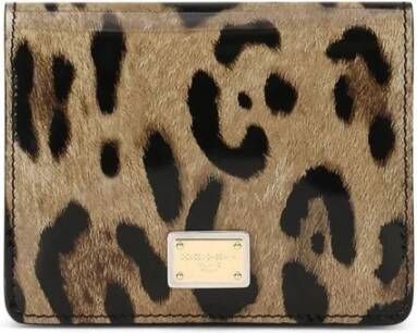 Dolce & Gabbana Bruine Leopard Placca Logo Portemonnee voor Dames Brown Dames