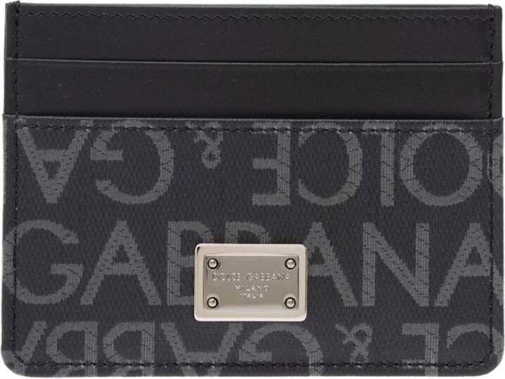 Dolce & Gabbana Grijze Logo Allover Portemonnee Premium Materialenmix Gray Heren