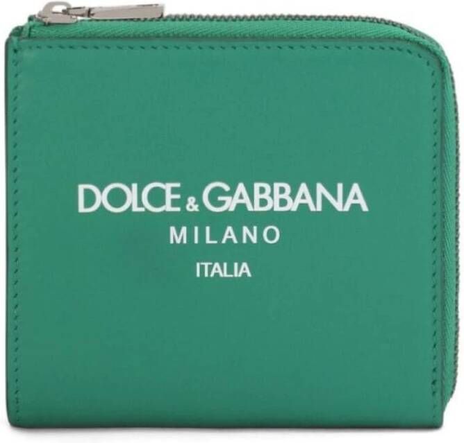 Dolce & Gabbana Groene Logo-Print Leren Portemonnee Green Heren