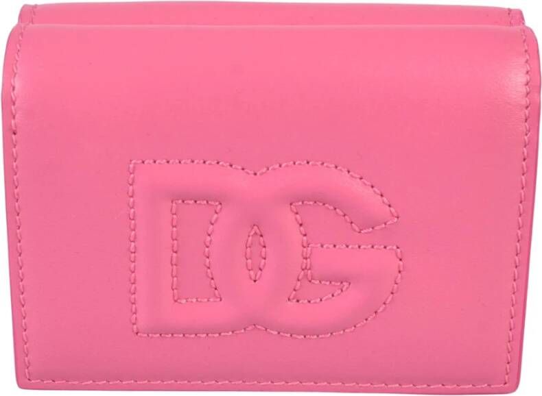 Dolce & Gabbana Quilted DG Logo Franse Flap Portemonnee Pink Dames