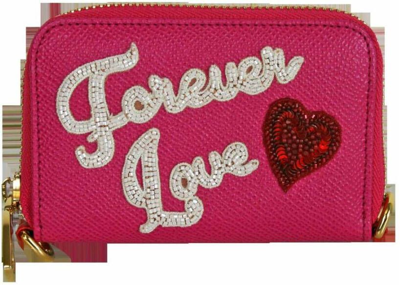 Dolce & Gabbana Fuchsia Leren Portemonnee met Forever Love Pink Dames