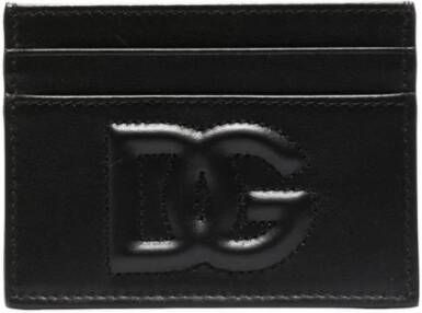Dolce & Gabbana Zwarte leren portemonnee met gewatteerd monogramontwerp Black Dames