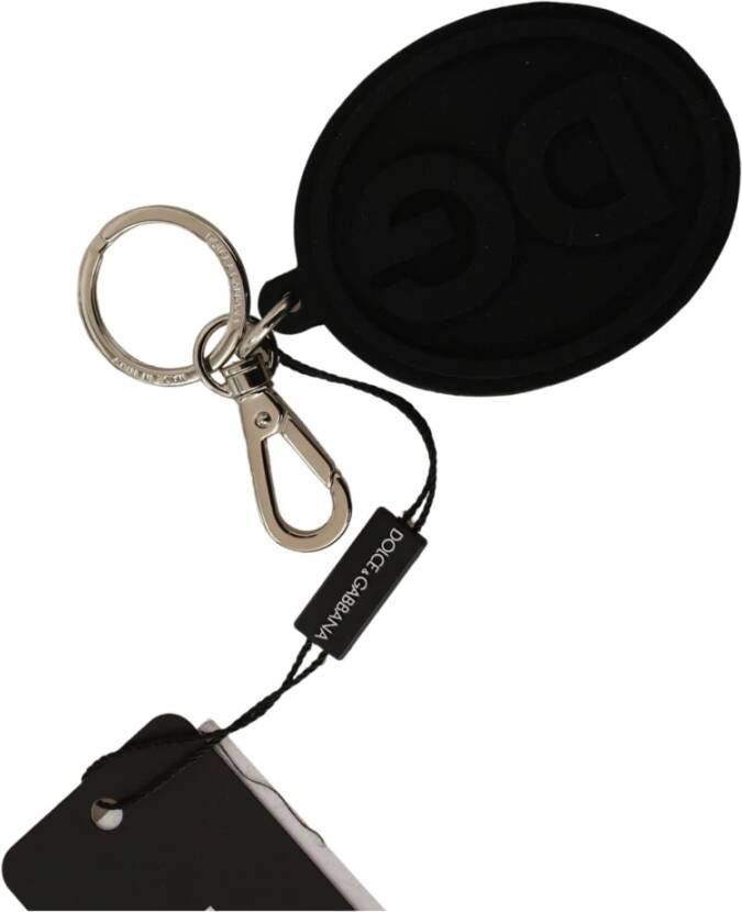 Dolce & Gabbana Metalen Sleutelhanger met Zwart Rubberen DG Logo Black