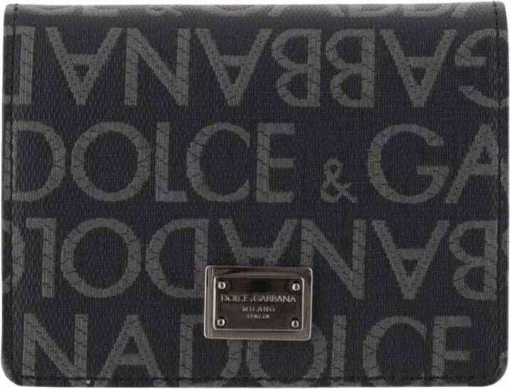 Dolce & Gabbana Portemonnee van canvas en leer met monogramprint Black Heren