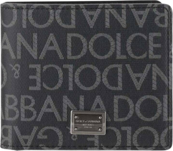 Dolce & Gabbana Portemonnee van canvas en leer met monogramprint Black Heren