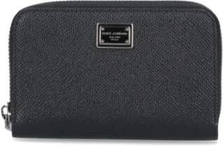 Dolce & Gabbana Zwarte portemonnee van kalfsleer met logo plaquette Black Heren