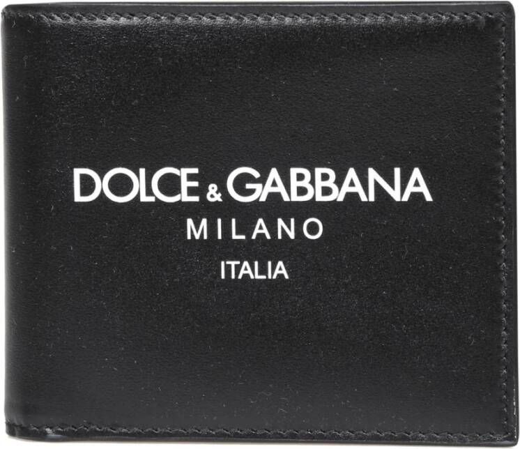 Dolce & Gabbana Zwarte Leren Portemonnee met Meerdere Vakken Black Heren