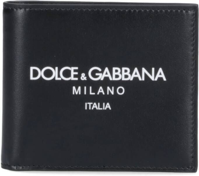 Dolce & Gabbana Zwarte Leren Portemonnee met Meerdere Vakken Black Heren