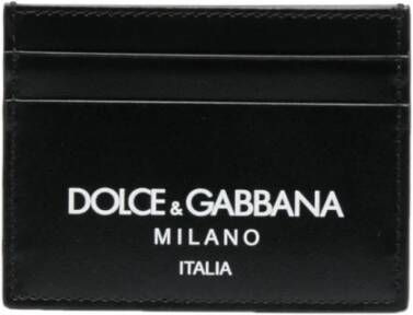 Dolce & Gabbana Logo-Print Leren Kaarthouder Black Heren