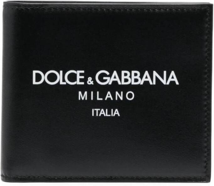 Dolce & Gabbana Zwarte Leren Portemonnee met Logo Ontwerp Zwart Heren