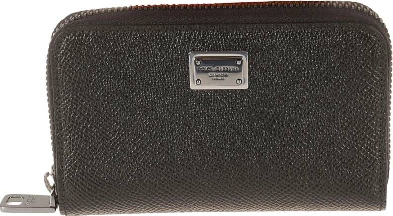 Dolce & Gabbana Zwarte Leren Portemonnee Portafoglio St.dauphine Black Heren