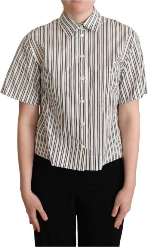 Dolce & Gabbana White Black Striped Shirt Blouse Top Beige Dames