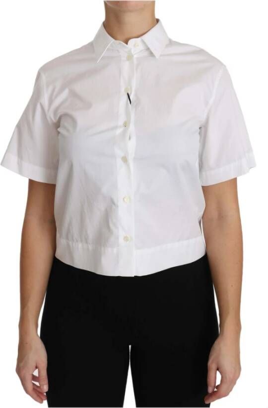 Dolce & Gabbana White Cotton Blouse Short Sleeve Shirt Wit Dames