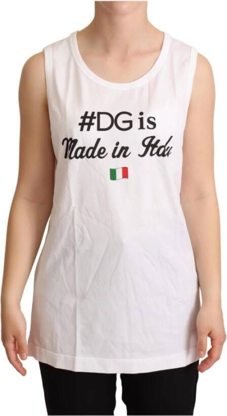 Dolce & Gabbana Dolce Gabbana White Cotton #DG Motive Tank Top T-shirt White Dames