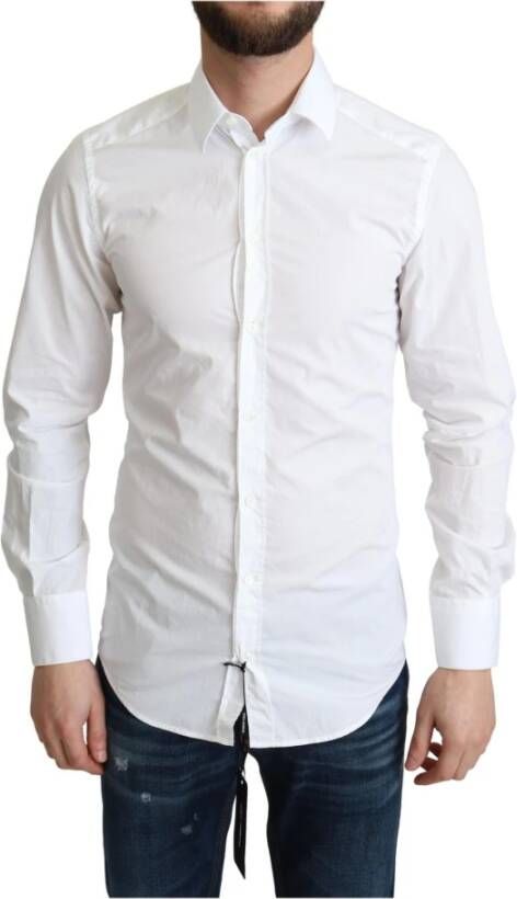 Dolce & Gabbana White Cotton Long Sleeves Men Formal Shirt Wit Heren
