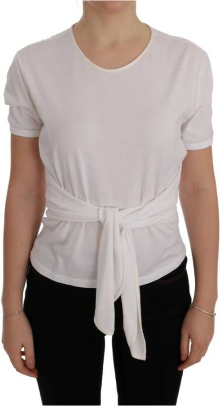 Dolce & Gabbana White Cotton Silk T-Shirt Wit Dames