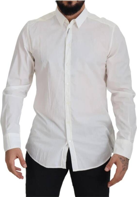 Dolce & Gabbana White Cotton Slim Fit Dress Shirt Wit Heren