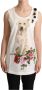 Dolce & Gabbana White Dog Floral Print Embellished T-shirt Wit Dames - Thumbnail 1