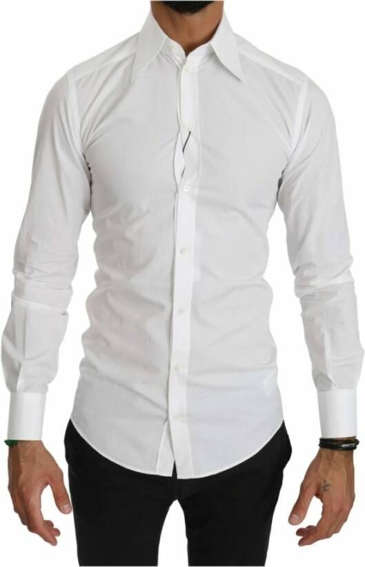 Dolce & Gabbana Prachtige Witte Aansluitende Lange Mouw Top Shirt White Heren