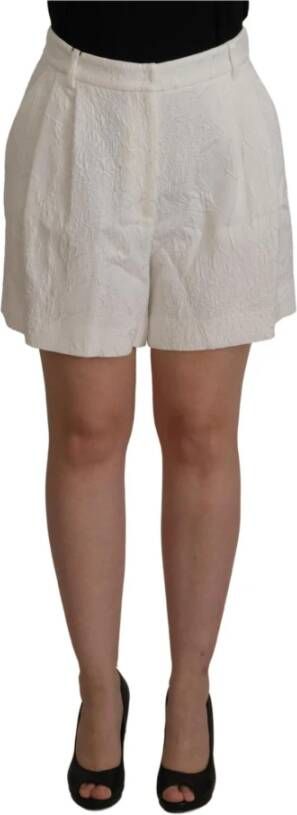 Dolce & Gabbana Witte culotte katoenen shorts met hoge taille White Dames