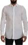 Dolce & Gabbana White Linen Flax Dress Formal Martini Shirt Wit Heren - Thumbnail 1
