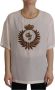 Dolce & Gabbana White Silk Gold DG Crown Crystal Blouse Top Wit Dames - Thumbnail 1