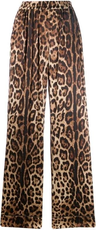 Dolce & Gabbana Luipaardprint Satijnen Pyjamabroek Brown Dames