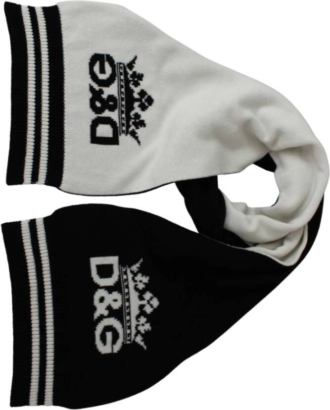 Dolce & Gabbana Tweekleurige Cashmere Gebreide Sjaal met Kroon Monogram Black Heren
