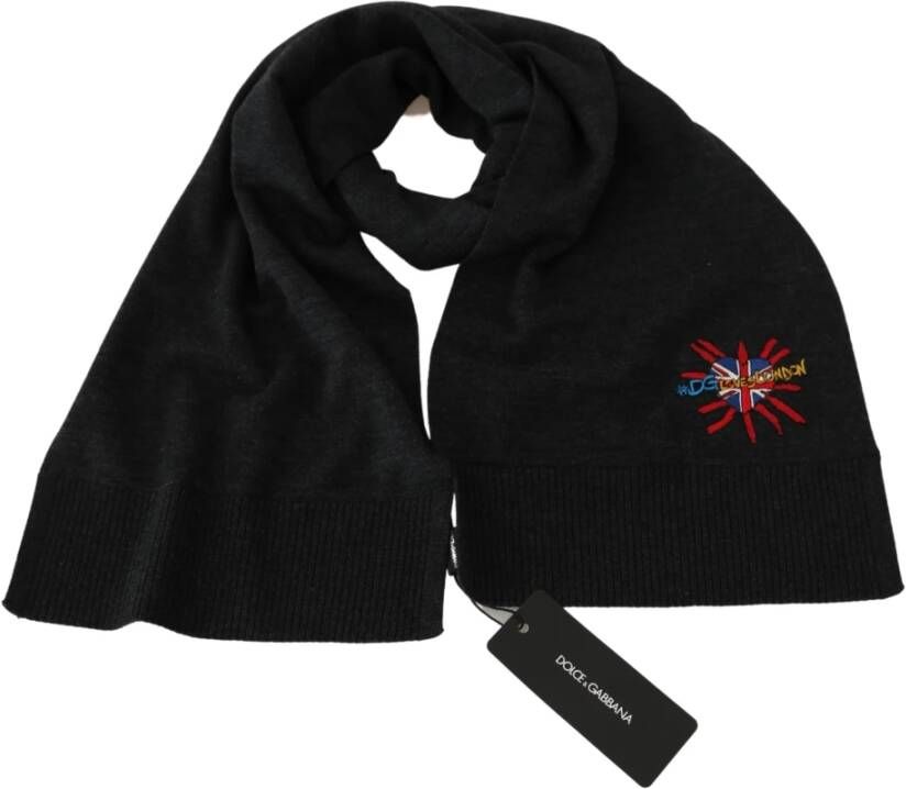 Dolce & Gabbana Zwarte Sacred Heart Wrap Sjaal Black