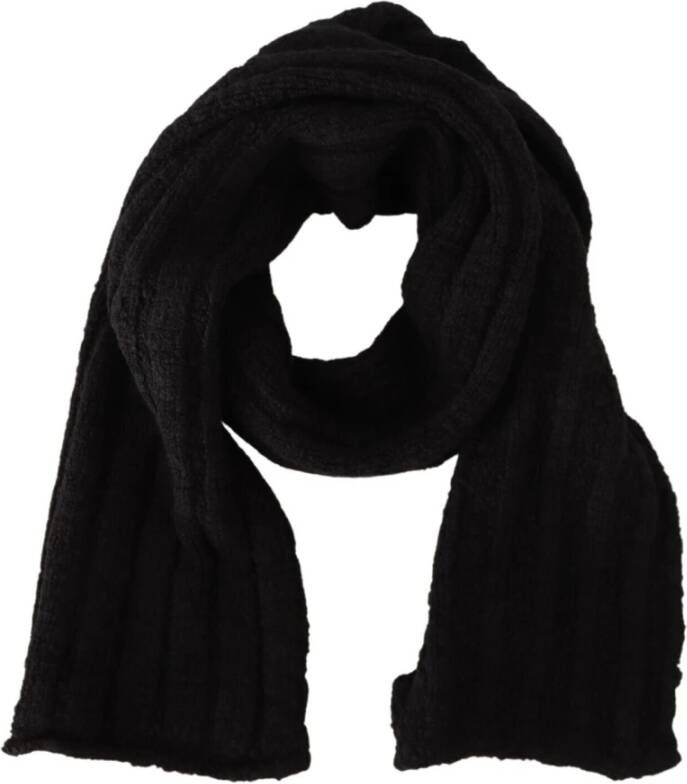 Dolce & Gabbana Zwart Gebreid Unisex Warmer Shawl Sjaal Black Dames