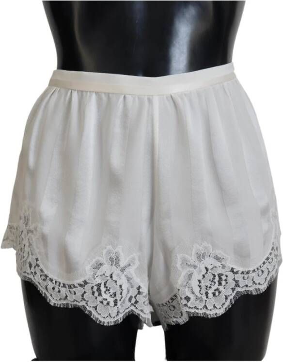 Dolce & Gabbana Witte Zijden Bloemenkant Lingerie Shorts White Dames