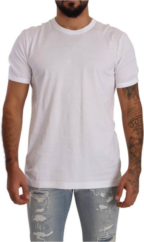 Dolce & Gabbana Katoenen T-shirt Iconisch Logo Regular Fit White Heren