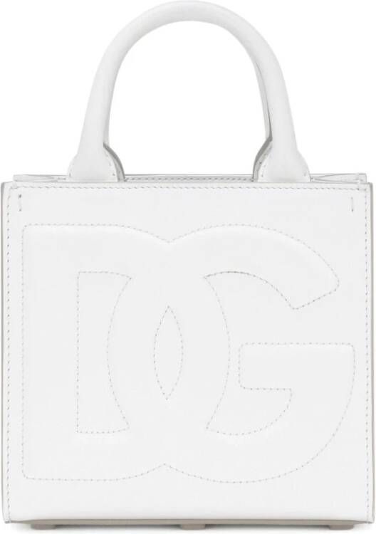 Dolce & Gabbana Witte Leren Tas met Logo Inprenting Wit Dames