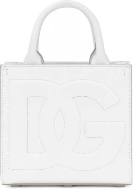 Dolce & Gabbana Witte Leren Tote Tas met Verstelbare Schouderband Wit Dames